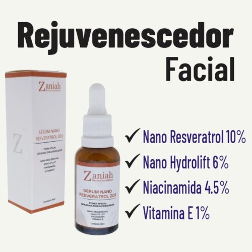 Sérum Resveratrol Multi Rejuvenescedor Facial Z03 Zaniah Dermocosméticos®️